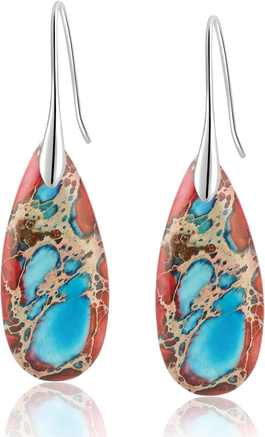 Sriomu Women's Natural Stone Fishhook Dangle Earrings