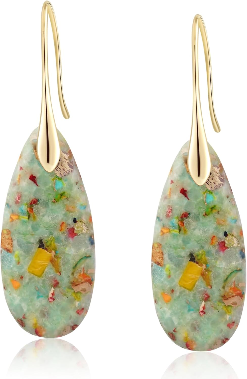Sriomu Women's Natural Stone Fishhook Dangle Earrings