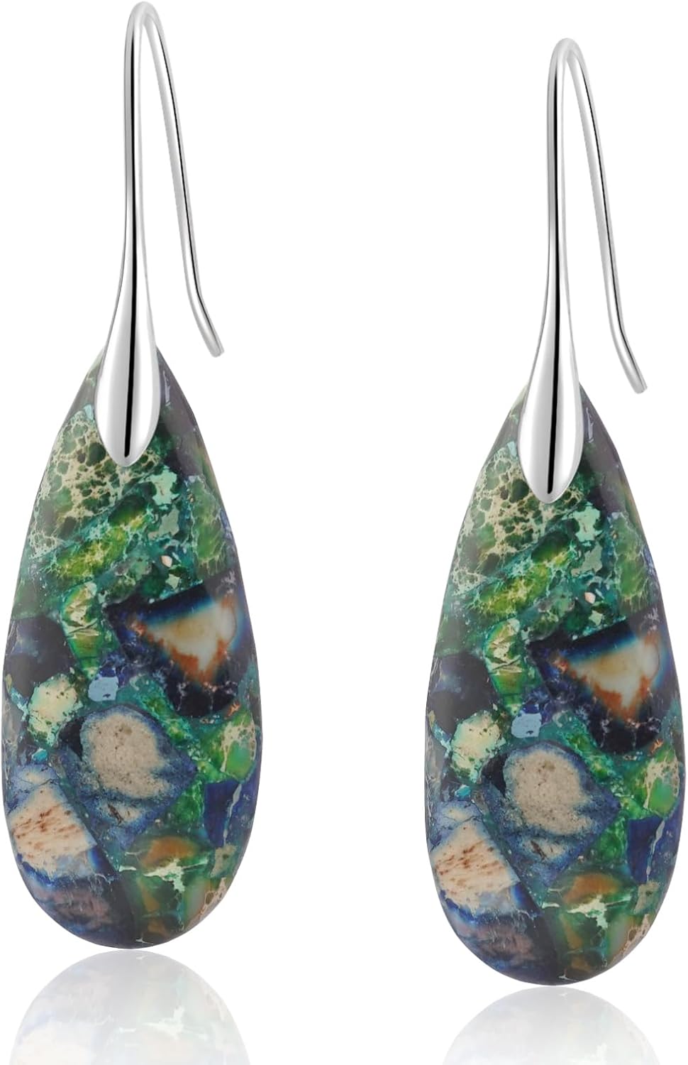 Sriomu Women's Natural Stone Fishhook Dangle Earrings