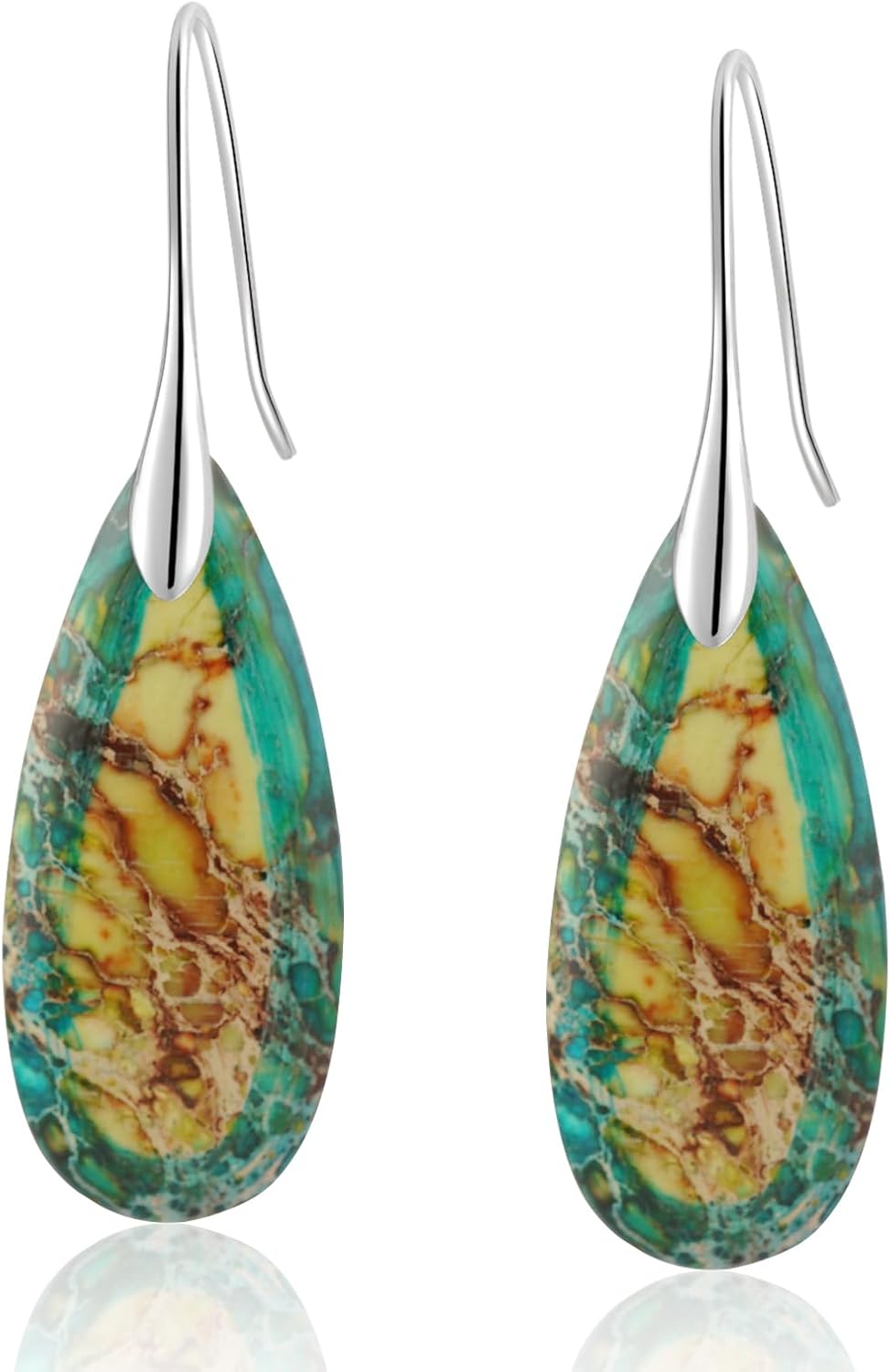 Sriomu Women's Natural Stone Fishhook Dangle Earrings