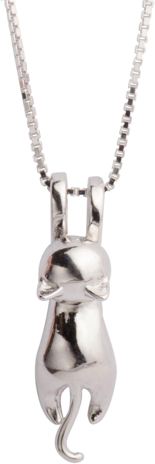 S.Leaf Women's Sterling Silver Cat Pendant Necklace