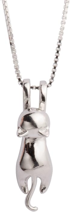 S.Leaf Women's Sterling Silver Cat Pendant Necklace