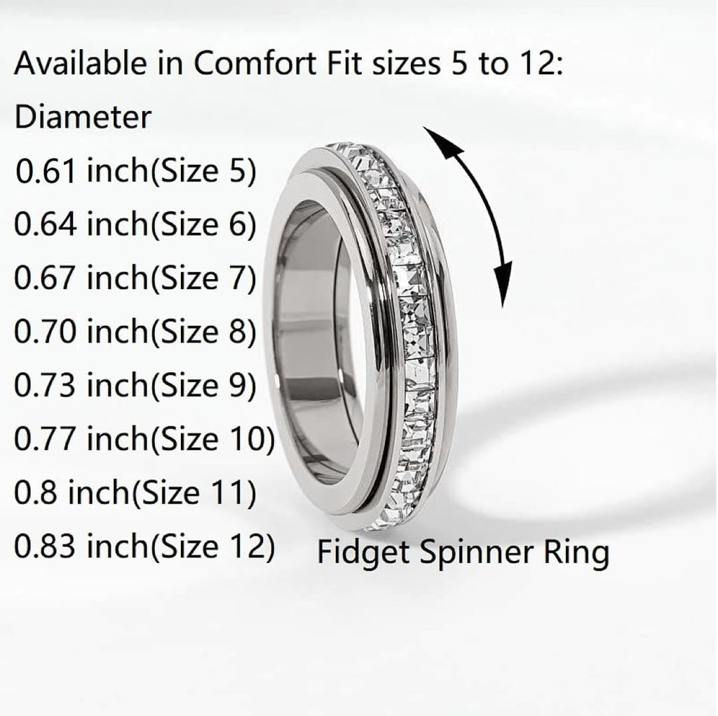 Pingyongchang Women's Titanium Steel CZ Spinner Anxiety Ring