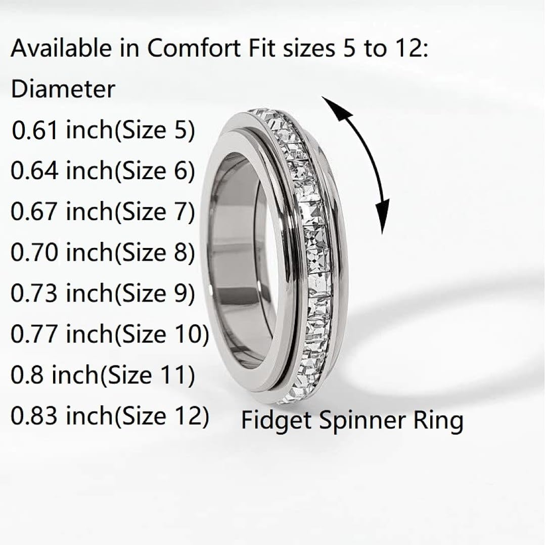 Pingyongchang Women's Titanium Steel CZ Spinner Anxiety Ring