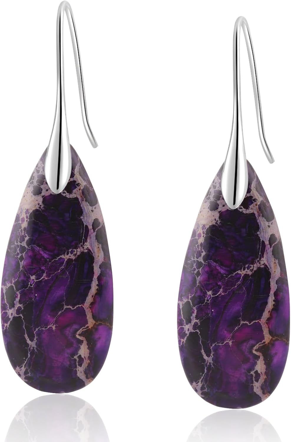 Sriomu Women's Natural Stone Fishhook Dangle Earrings