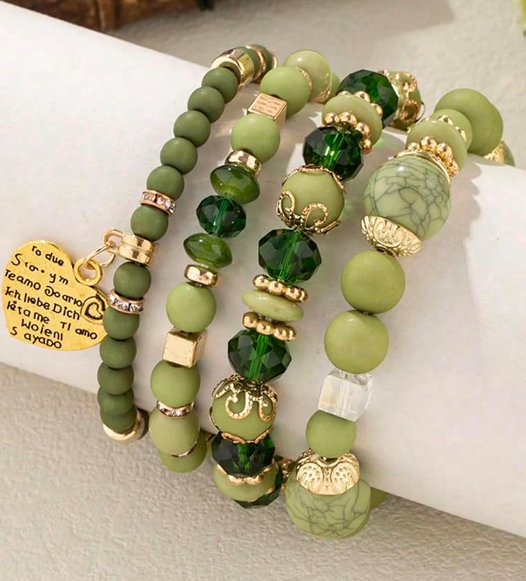 Jewellify Women's Boho Beaded Stackable Bracelet Set