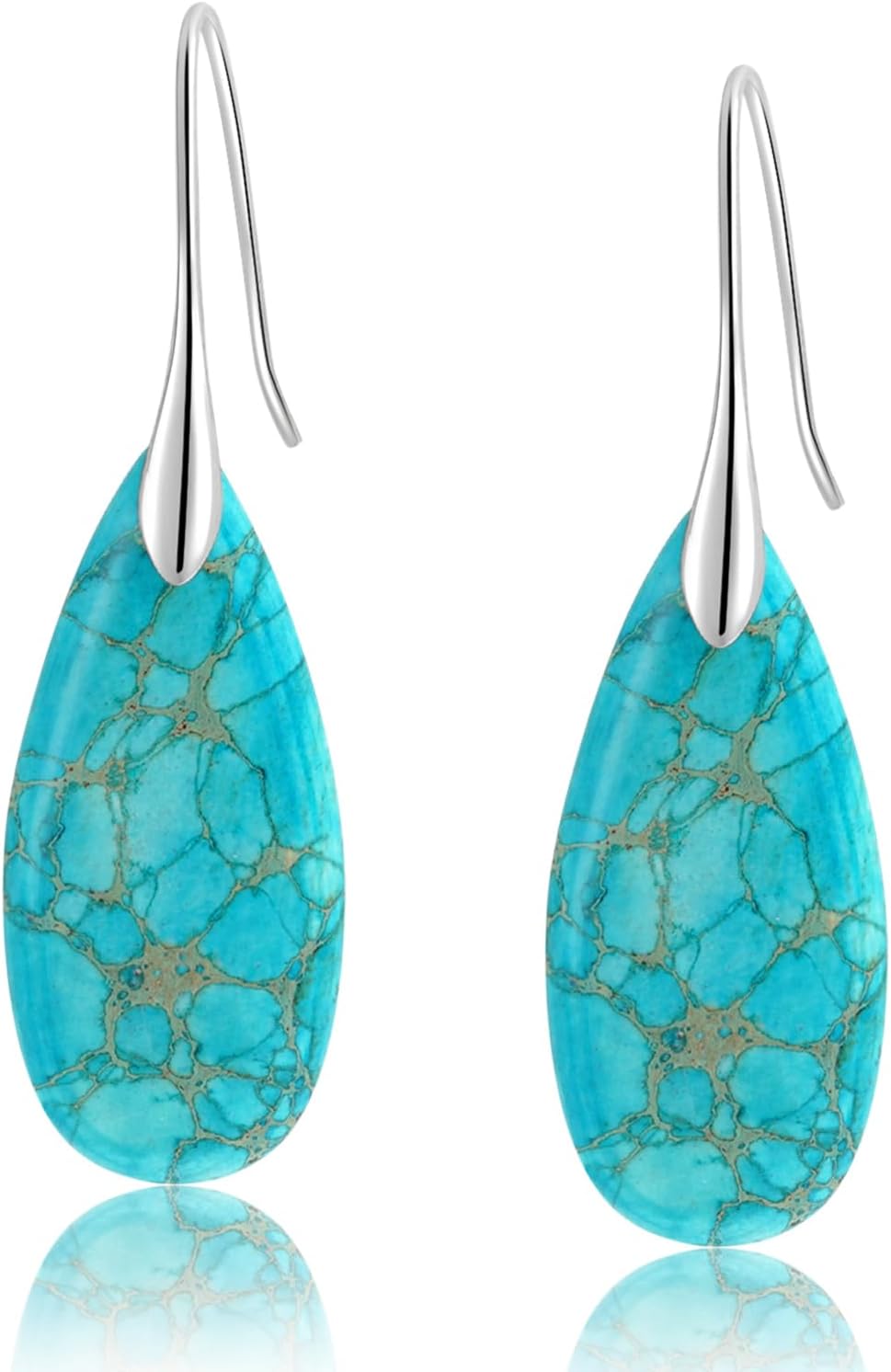 Sriomu Women's Natural Stone Fishhook Dangle Earrings