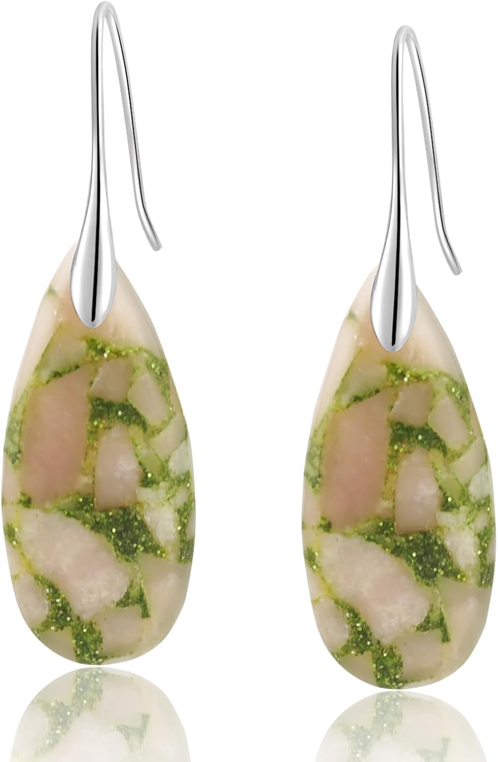 Sriomu Women's Natural Stone Fishhook Dangle Earrings