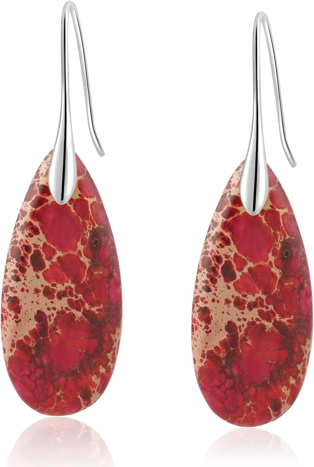 Sriomu Women's Natural Stone Fishhook Dangle Earrings