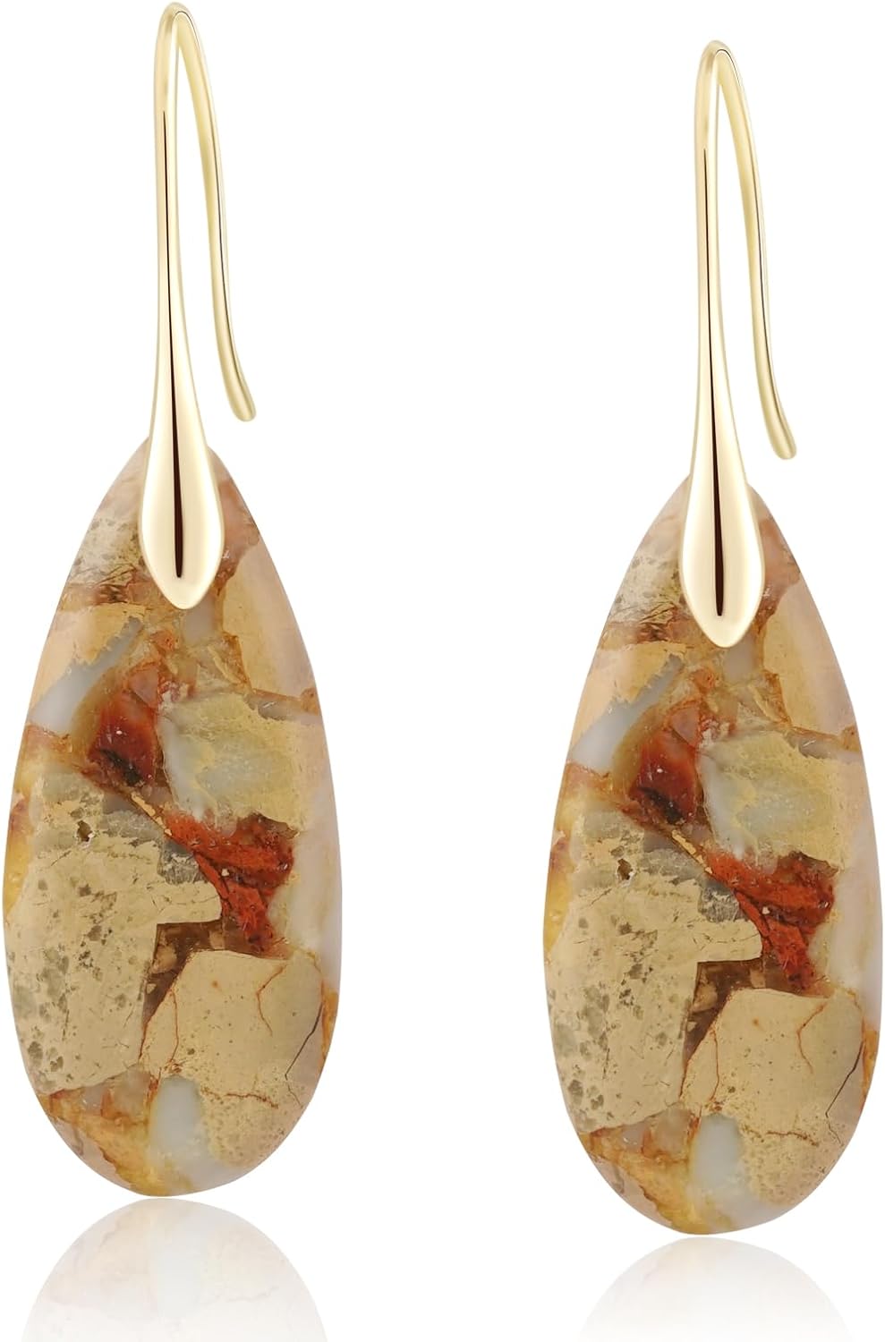 Sriomu Women's Natural Stone Fishhook Dangle Earrings