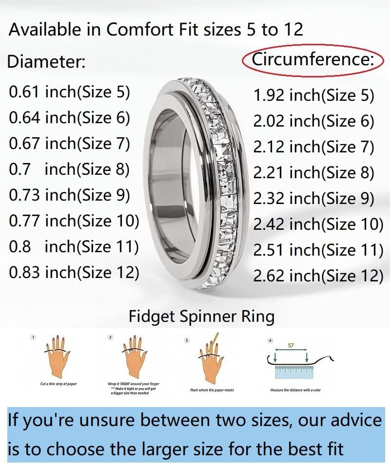Pingyongchang Women's Titanium Steel CZ Spinner Anxiety Ring
