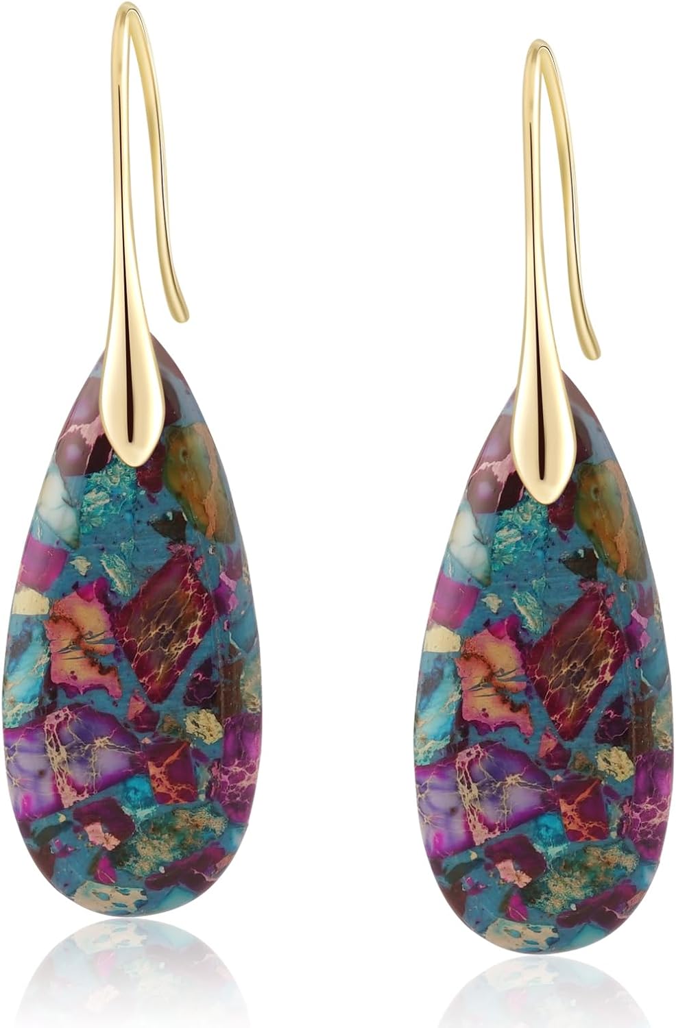 Sriomu Women's Natural Stone Fishhook Dangle Earrings
