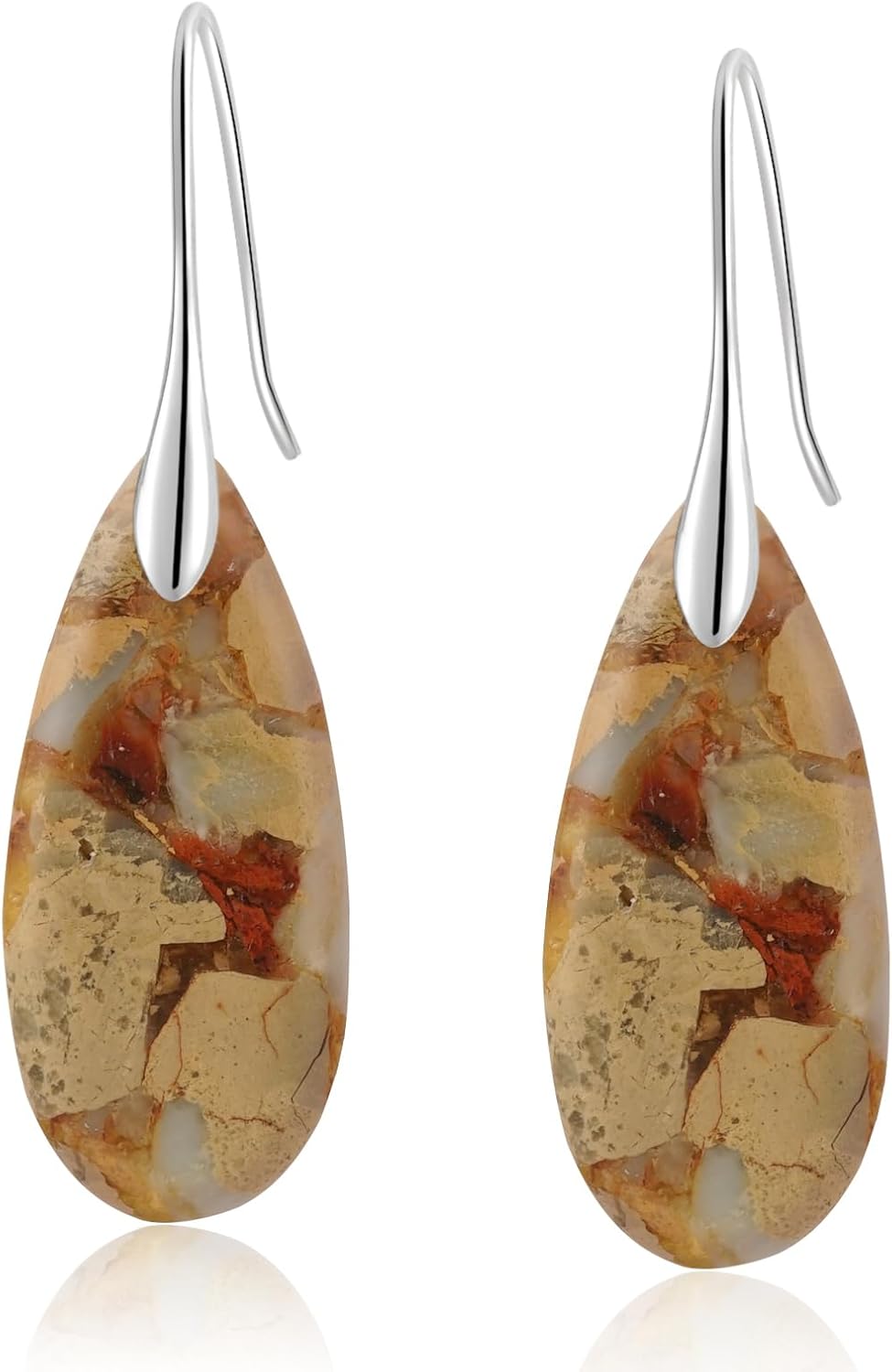 Sriomu Women's Natural Stone Fishhook Dangle Earrings