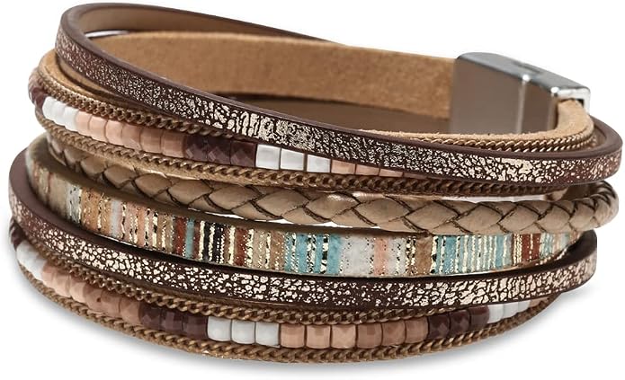 Fesciory Women's Boho Western Leather Wrap Cuff Bracelet