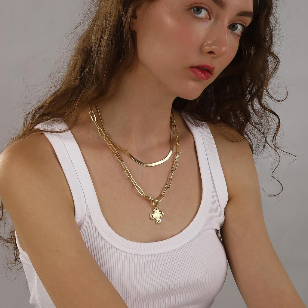 Bheop Women's Chunky Cross Pendant Necklace
