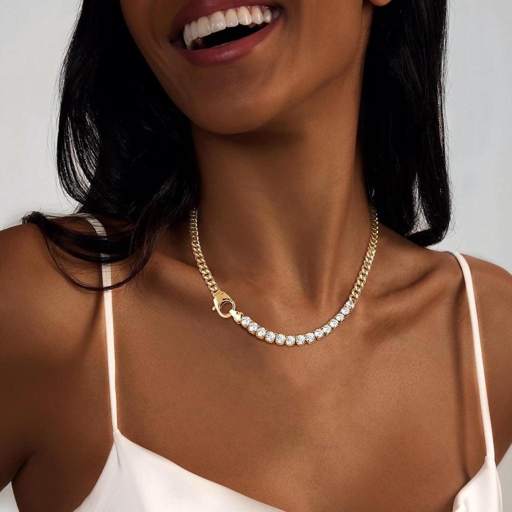 Luxval Women's 3mm CZ Tennis Choker Necklace