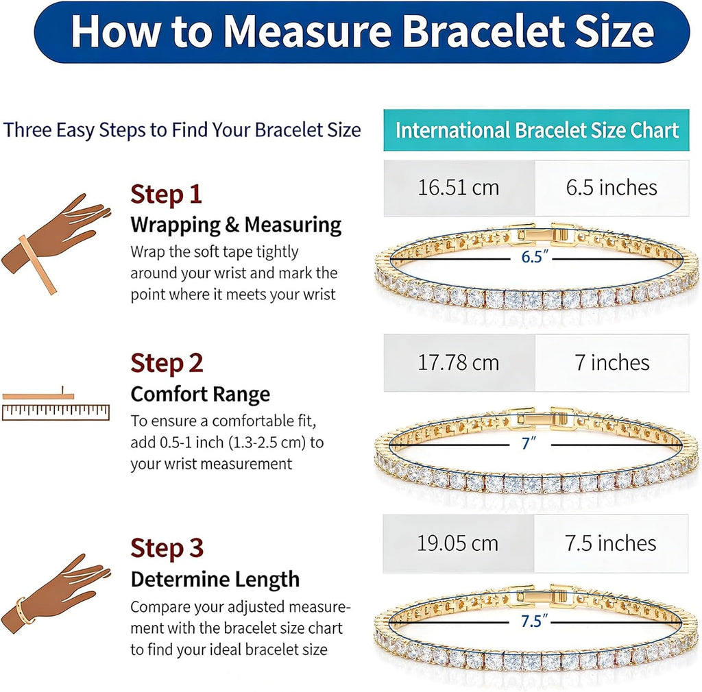 Haqptul Women's 3mm CZ Tennis Bracelet