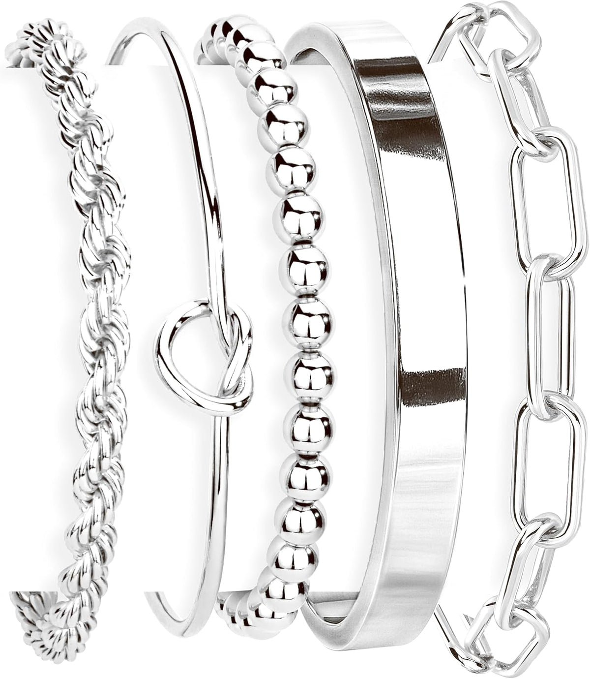 Gokeey Women's 14K Gold Plated Stackable Cuff Bracelet Set