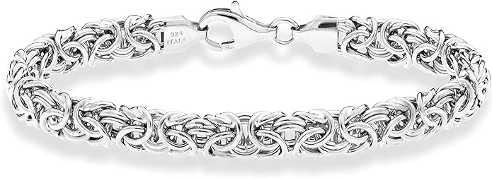 Miabella Women's Italian 925 Sterling Silver Byzantine Bracelet
