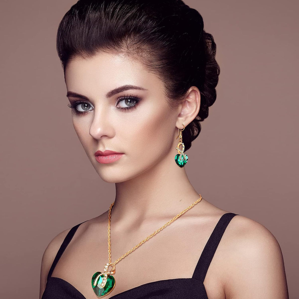 MTLEE Women's Peacock Crystal Necklace and Earring Set