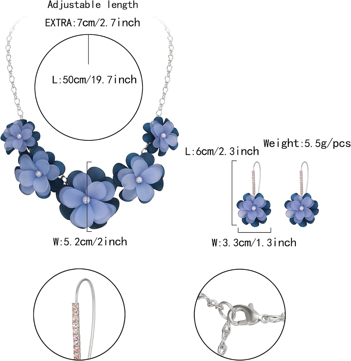 Flyonce Women's Floral Boho Collar Necklace with Earrings