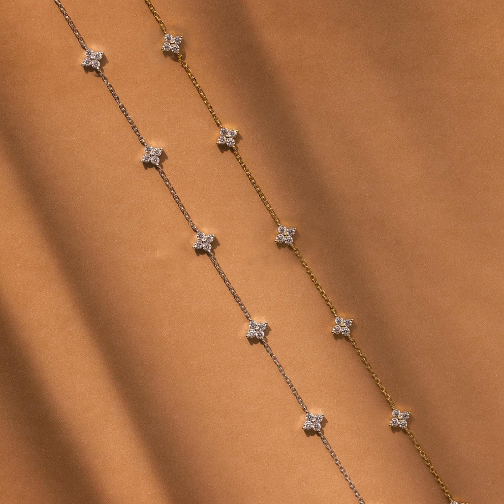 CUEZIY Women's Cubic Zirconia Station Choker Necklace