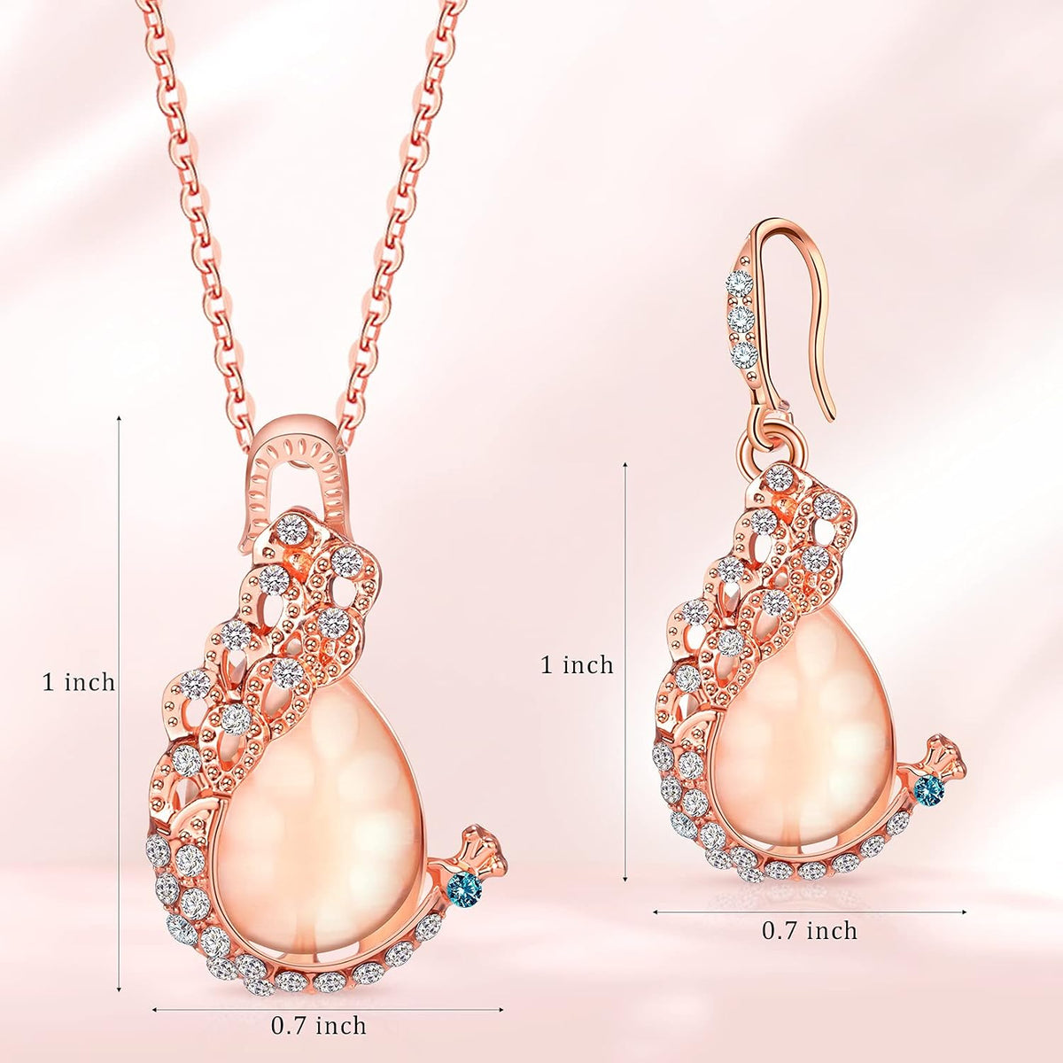 MTLEE Women's Peacock Crystal Necklace and Earring Set