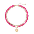 Layered Necklaces for Women, Colorful Acrylic Beads & Heart Pendant