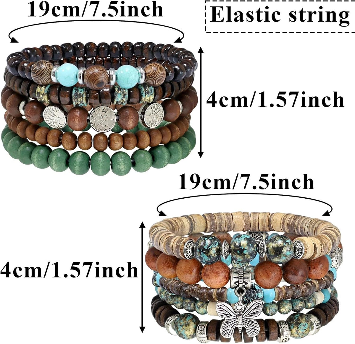 Opalaysria Women's Bohemian Beaded Stretch Bracelet Set