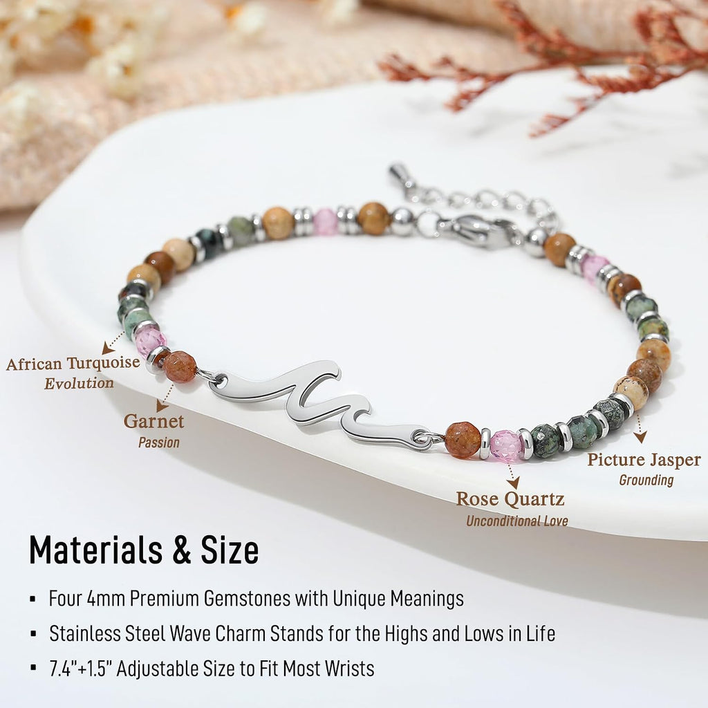 TONY & SANDY Women's Natural Stone Wave Bracelet