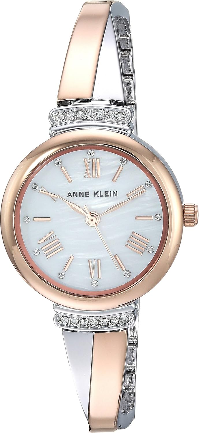Anne Klein Women's Crystal Accented Bangle Watch and Bracelet Set