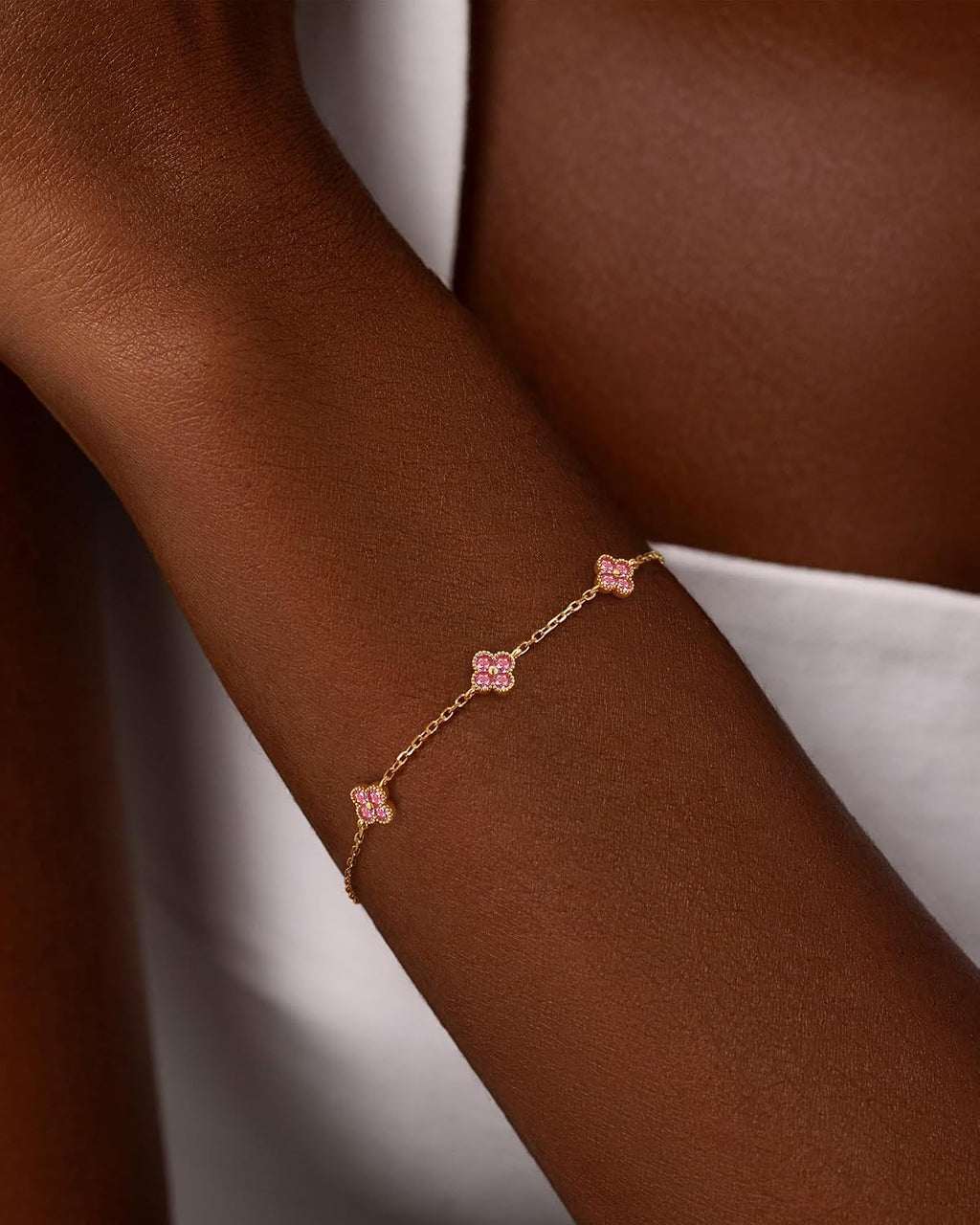 KELAIEN Women's Gold Birthstone Clover Bracelet