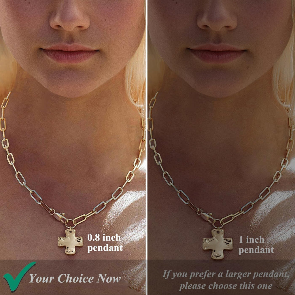 Bheop Women's Chunky Cross Pendant Necklace