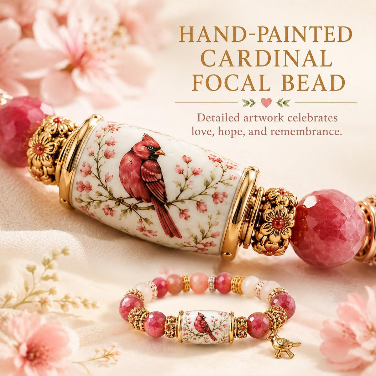 LIU JUN Women's Natural Stone Bead Stretch Bracelet 19.1cm