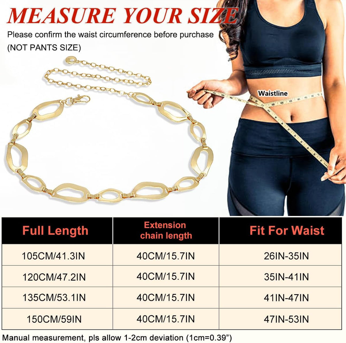Suyi Women's Chunky Curb Chain Waist Belt