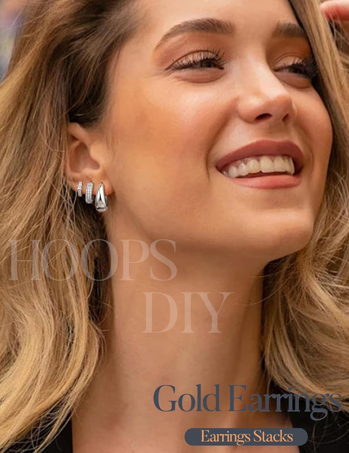 LOLIAS Women's Chunky Huggie Hoop Earrings Set