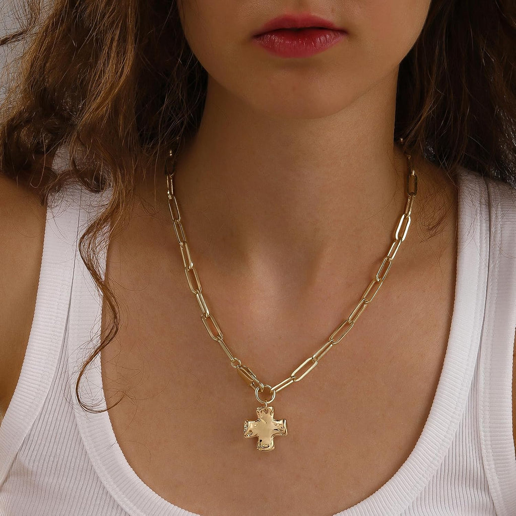 Bheop Women's Chunky Cross Pendant Necklace