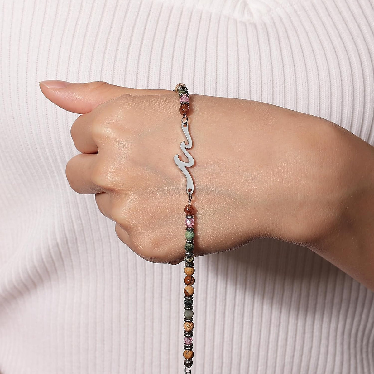 TONY & SANDY Women's Natural Stone Wave Bracelet