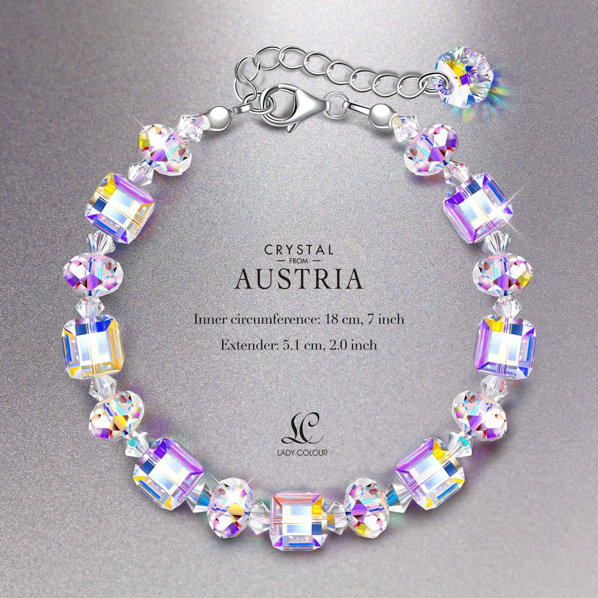 LADY COLOUR Women's Northern Lights Crystals Bracelet