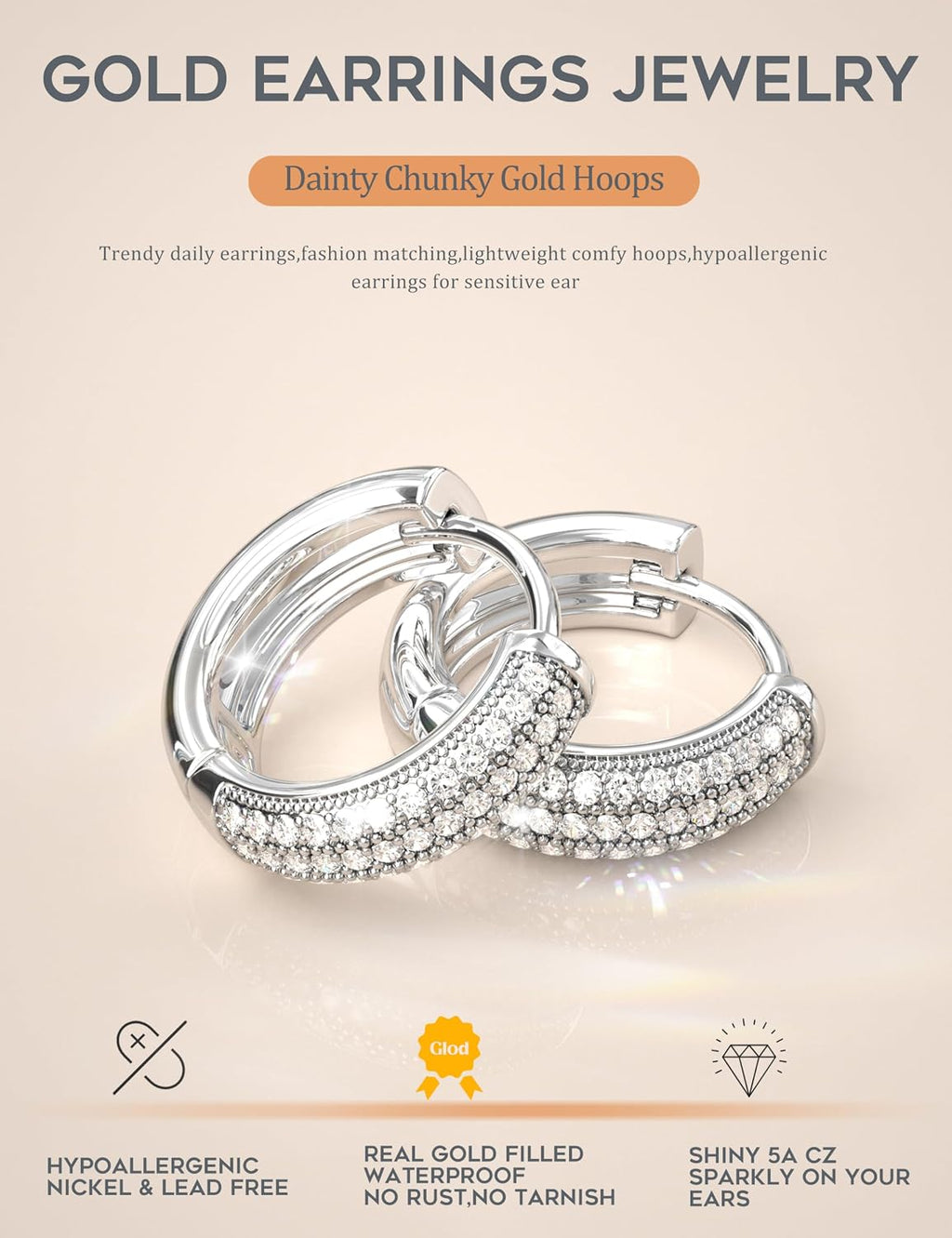 LOLIAS Women's Chunky Huggie Hoop Earrings Set