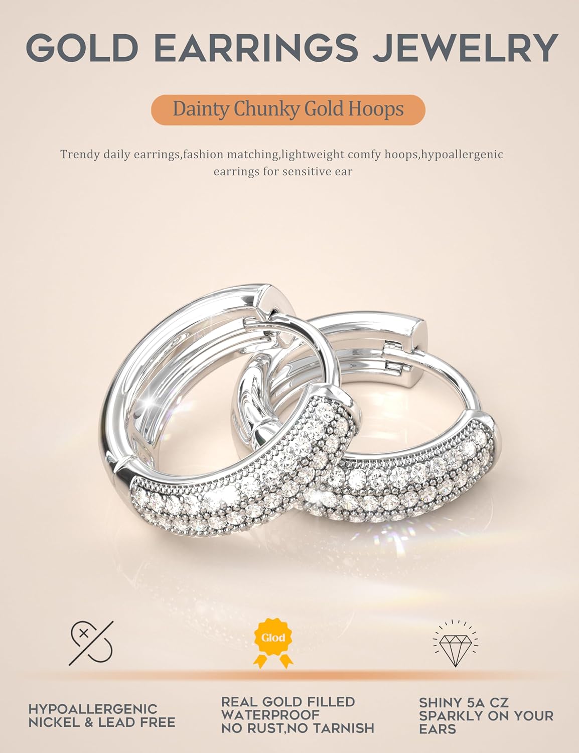 LOLIAS Women's Chunky Huggie Hoop Earrings Set
