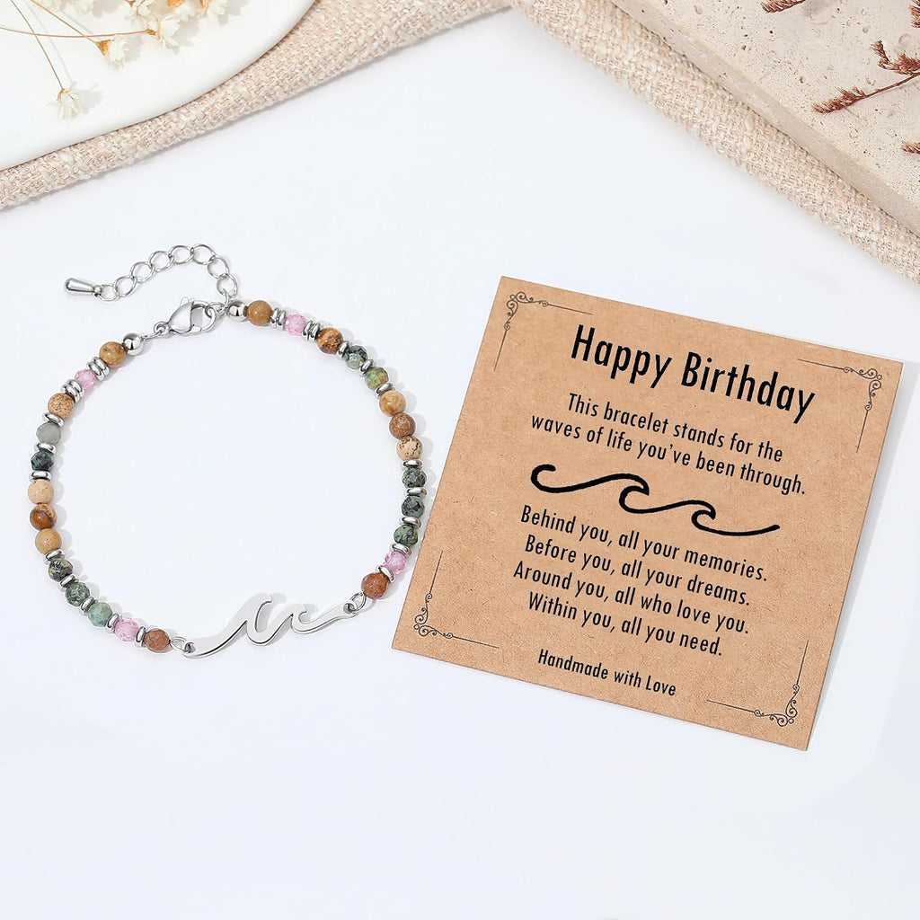 TONY & SANDY Women's Natural Stone Wave Bracelet