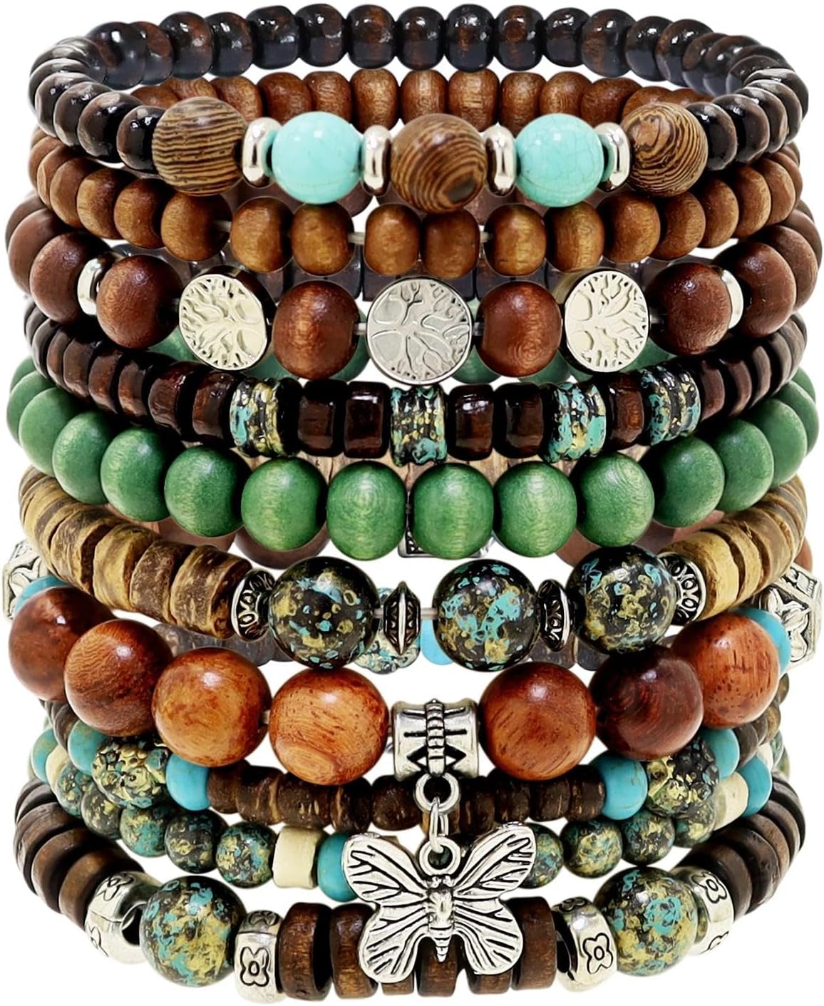 Opalaysria Women's Bohemian Beaded Stretch Bracelet Set