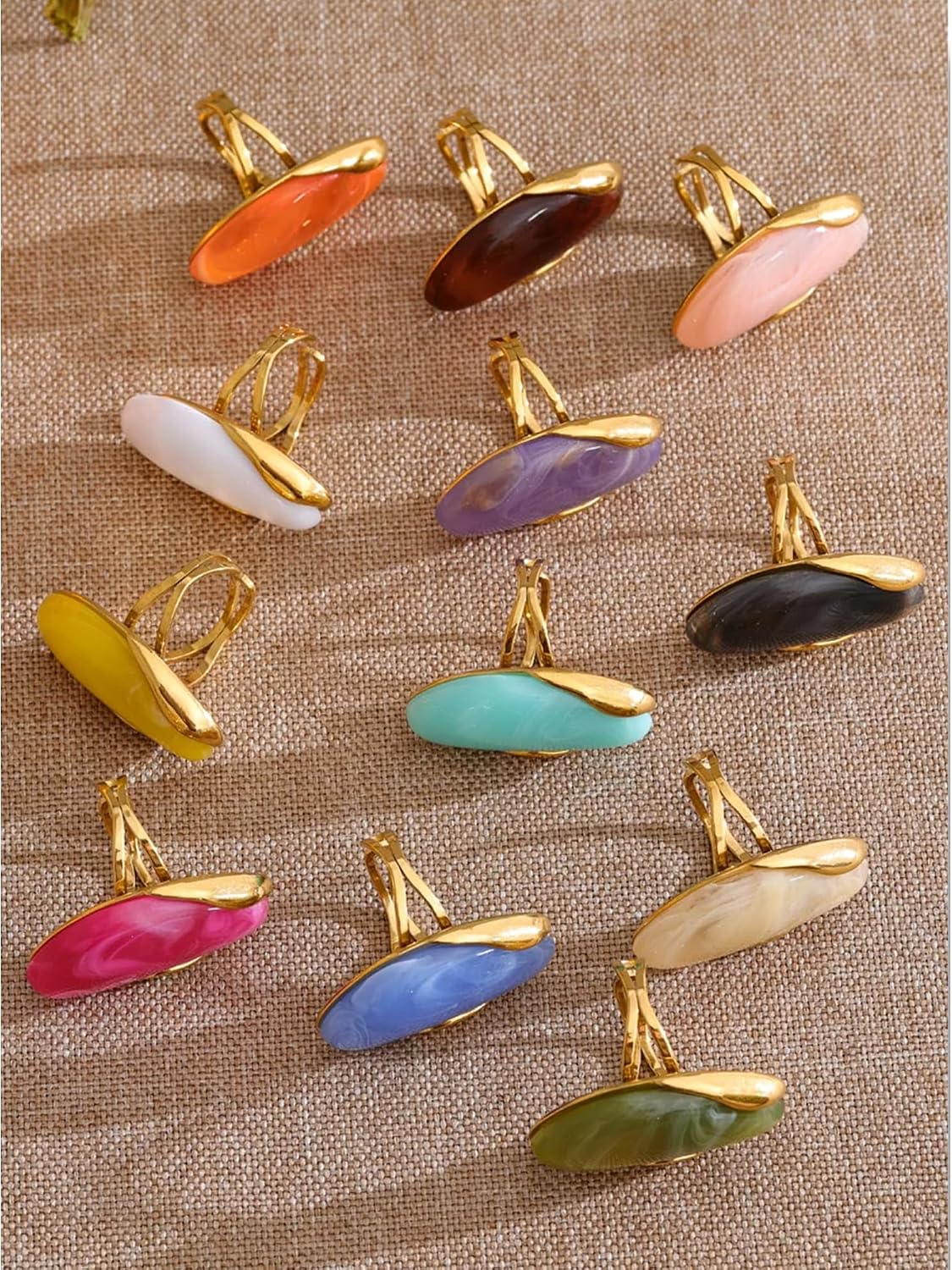 Mchic Women's Chunky Oval Resin Statement Ring