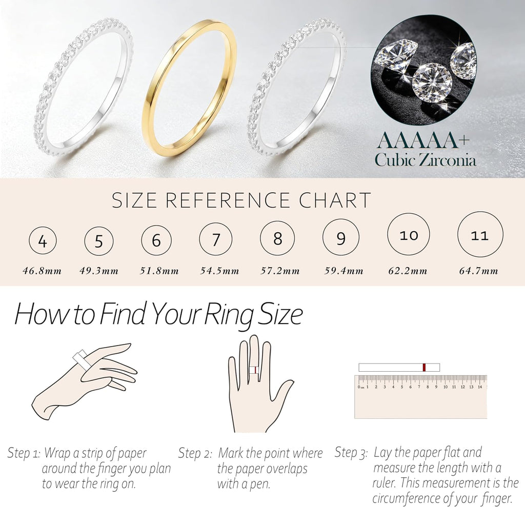 Purplepig Women's Two Tone CZ Eternity Band Set