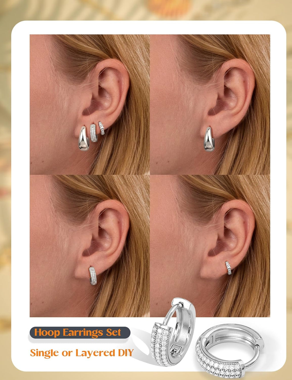 LOLIAS Women's Chunky Huggie Hoop Earrings Set