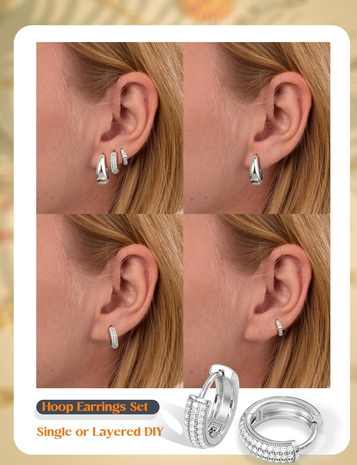 LOLIAS Women's Chunky Huggie Hoop Earrings Set