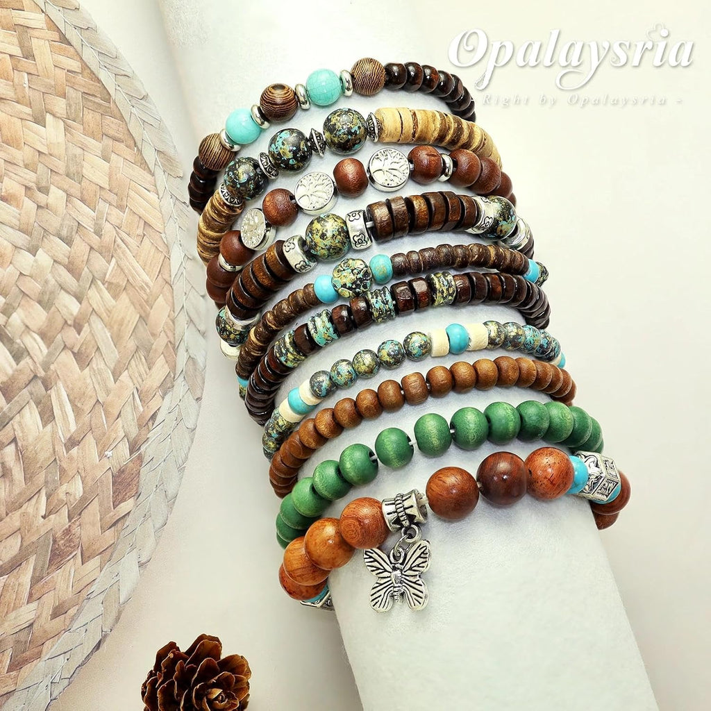 Opalaysria Women's Bohemian Beaded Stretch Bracelet Set