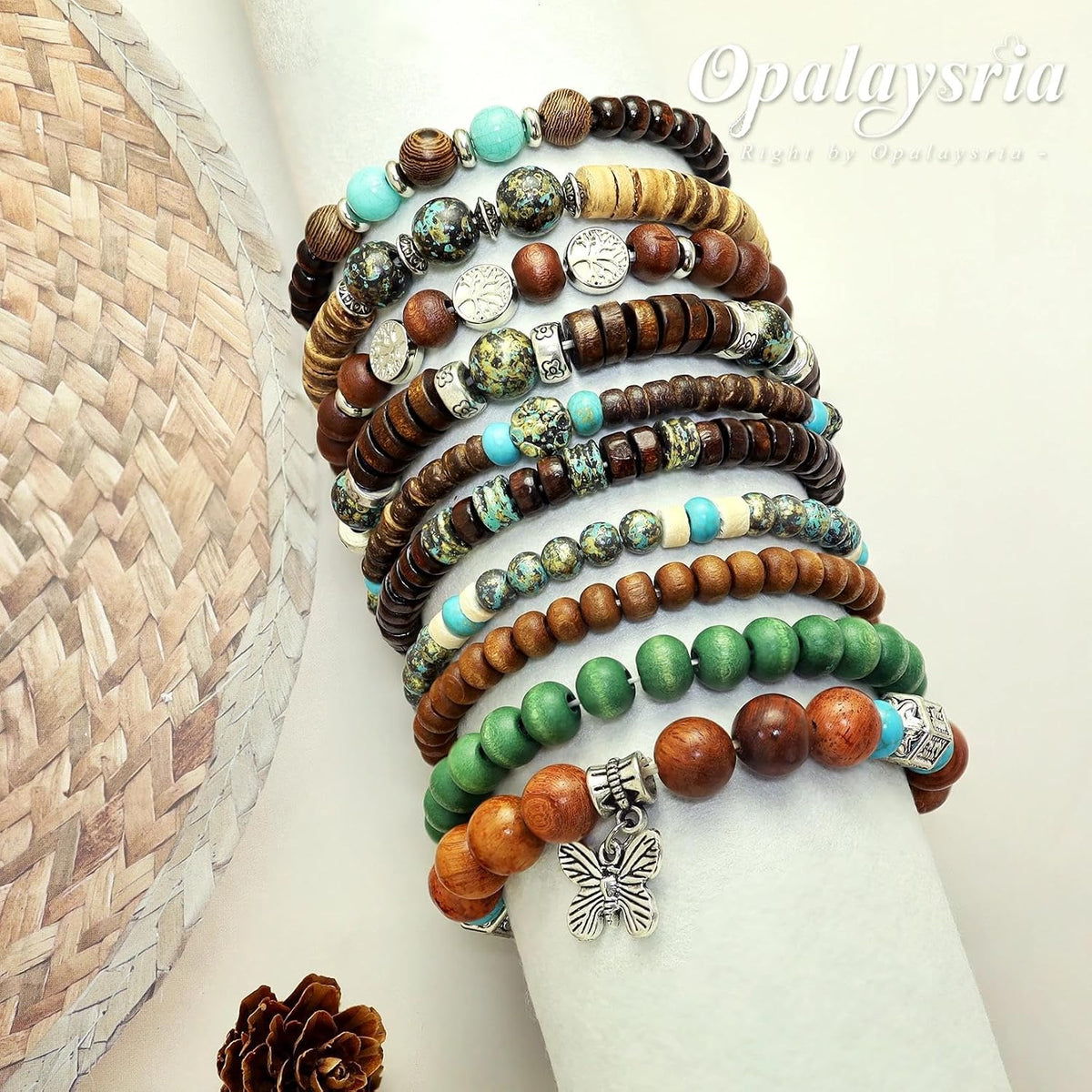 Opalaysria Women's Bohemian Beaded Stretch Bracelet Set