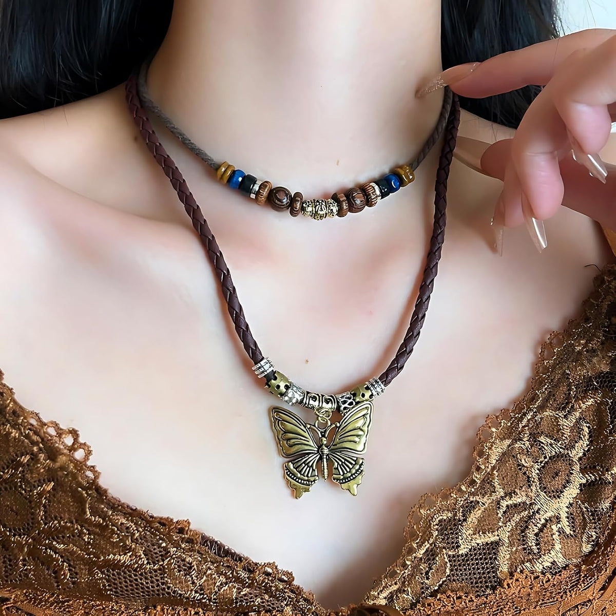 CZMZHFC Women's Vintage Butterfly Pendant Choker Necklace